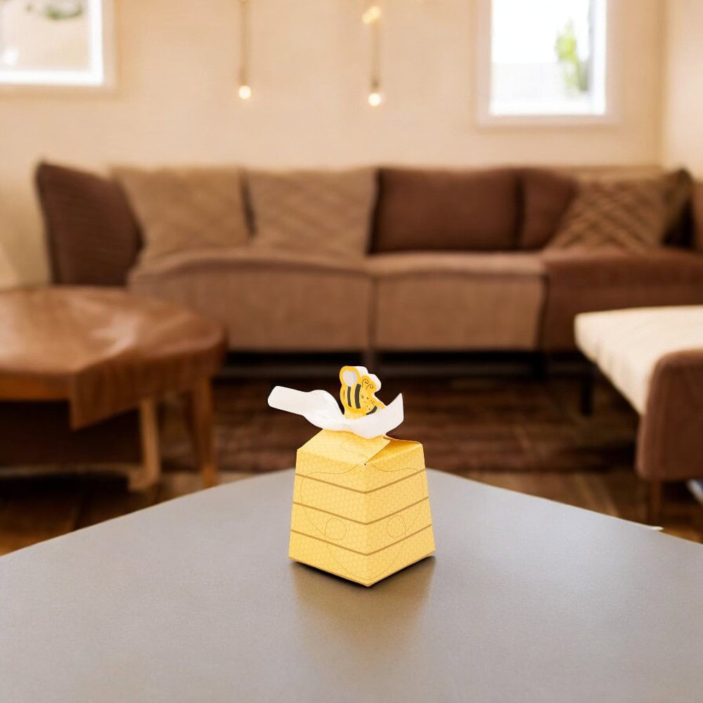 Cutie în formă de trapez cu panglică satin model fagure (set 50 buc) - CraftUp