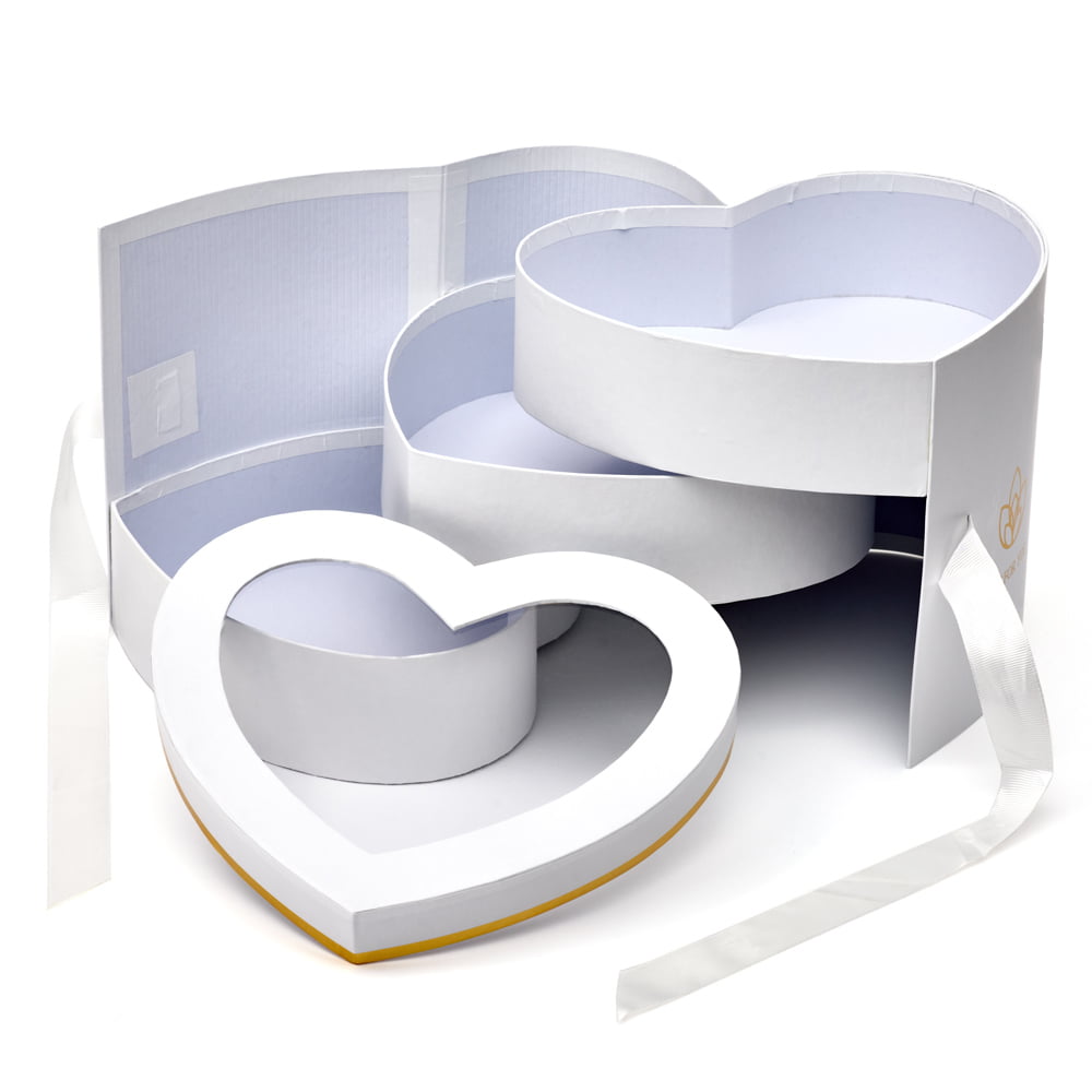 Cutie inimă cu fereastră fundă și sertar - alb - CraftUp