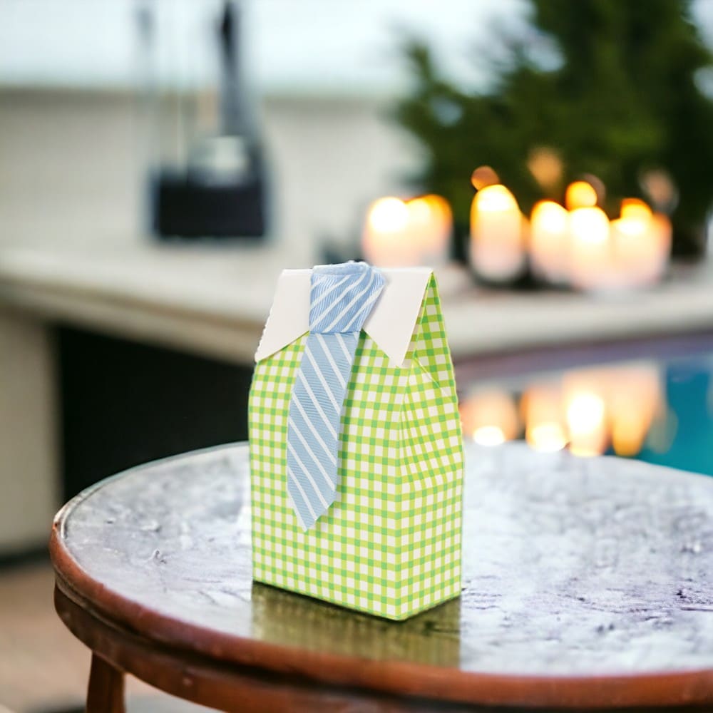 Cutie mică cu cravată - verde (set 50 buc) - CraftUp