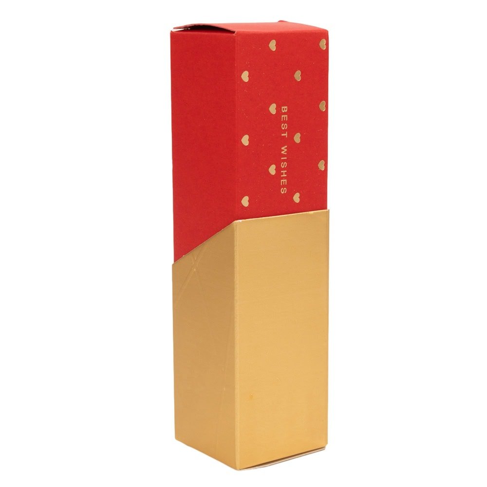 Cutie mică dreptunghiulară în 2 culori cu mesaj Best Wishes - roșu/auriu (set 50 buc) - CraftUp