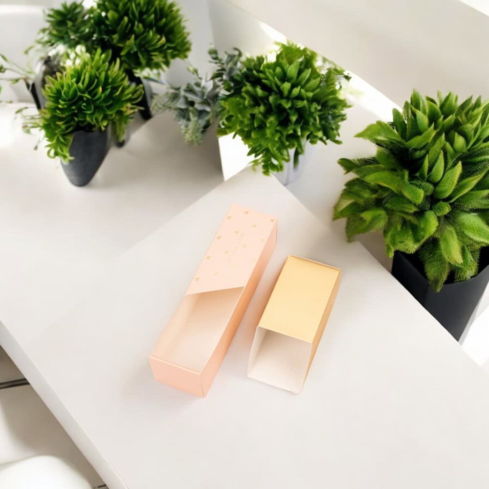 Cutie mică dreptunghiulară în 2 culori cu mesaj Best Wishes - roz/auriu (set 50 buc) - CraftUp