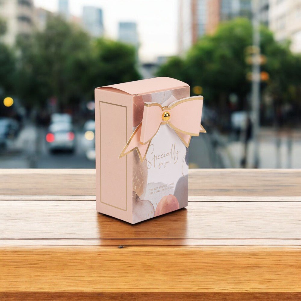 Cutie mică dreptunghiulară Specially for you cu fundă - roz (set 50 buc) - 6.5x4.5x10.5cm - CraftUp