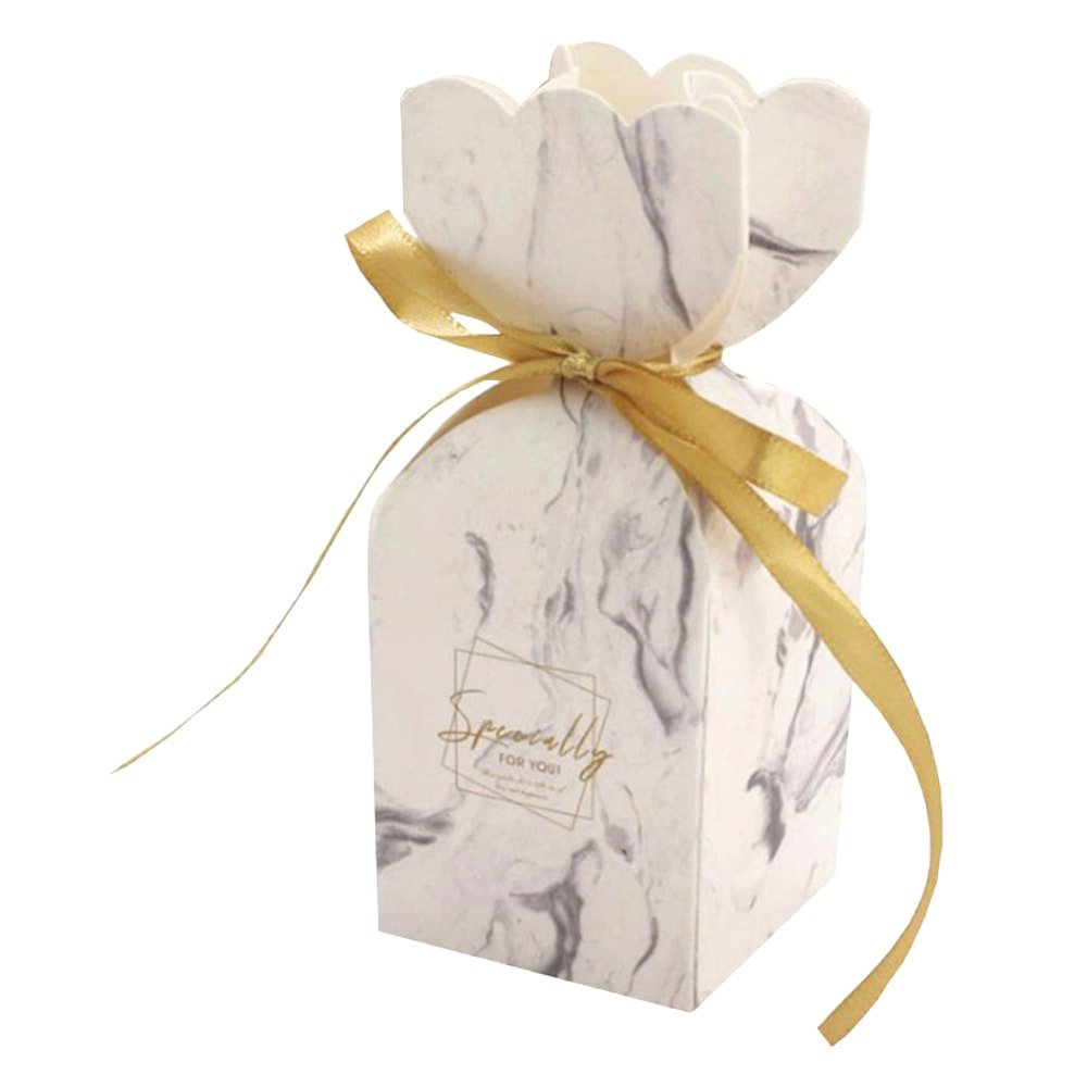 Cutie mică în formă de vază cu fundă satinată - alb (set 50 buc) 5x5x6.5cm - CraftUp