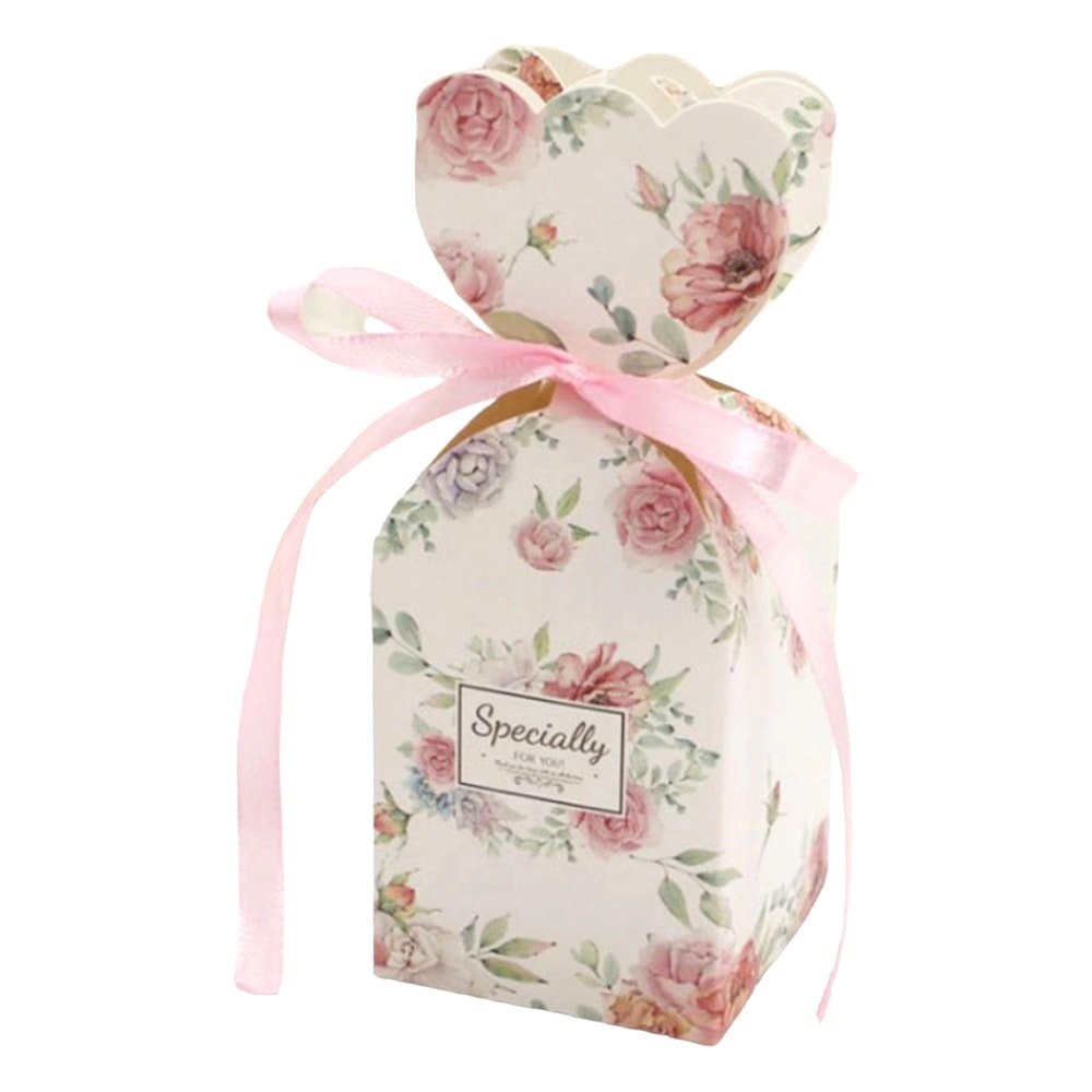 Cutie mică în formă de vază cu fundă satinată - roz (set 50 buc) 5x5x6.5cm - CraftUp