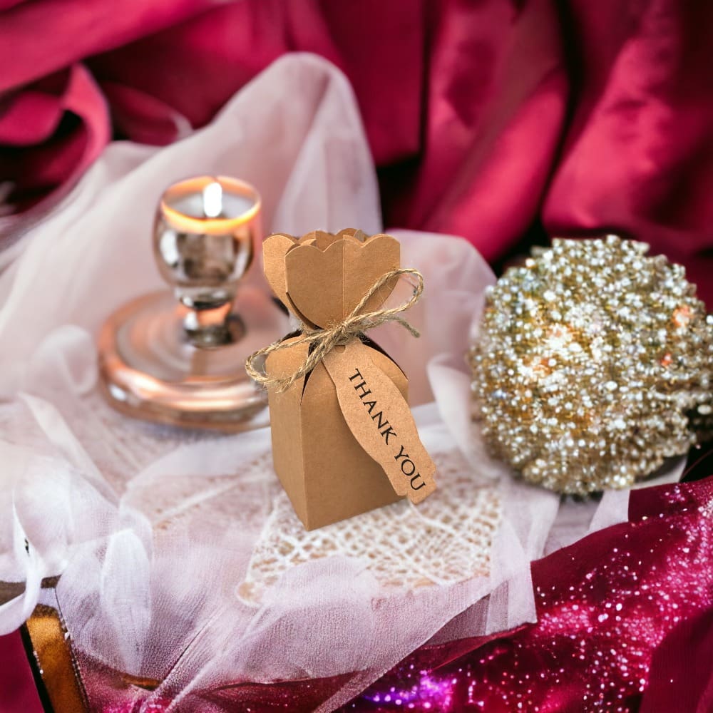 Cutie mică în formă de vază cu sfoară și etichetă - kraft (set 50 buc) 5x5x12cm - CraftUp