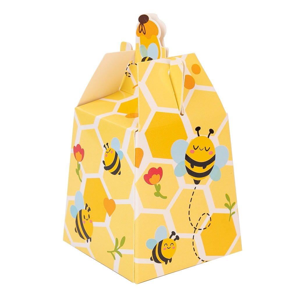 Cutie mică model fagure albine și flori - galben (set 50 buc) - CraftUp