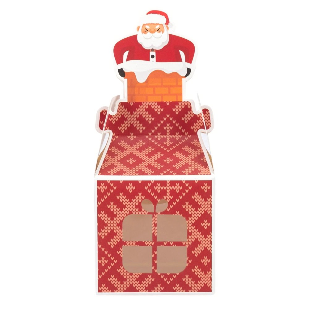 Cutie mică pătrată Crăciun cu fereastră - model Moș Crăciun roșu (set 50 buc) - CraftUp
