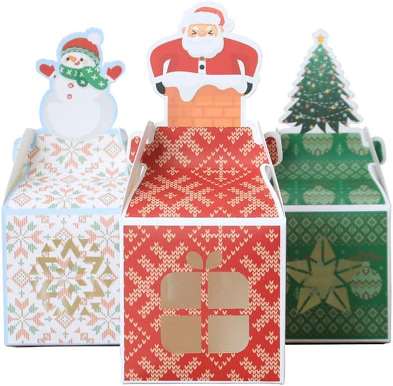 Cutie mică pătrată Crăciun cu fereastră - model om de zapadă alb (set 50 buc) - CraftUp