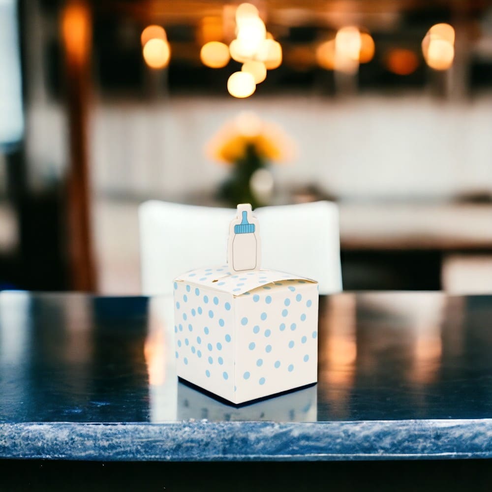 Cutie mică pătrată cu biberon - bleu (set 50 buc) - CraftUp
