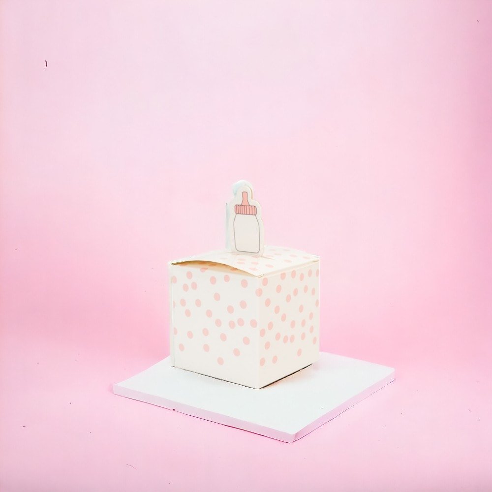 Cutie mică pătrată cu biberon - roz (set 50 buc) - CraftUp