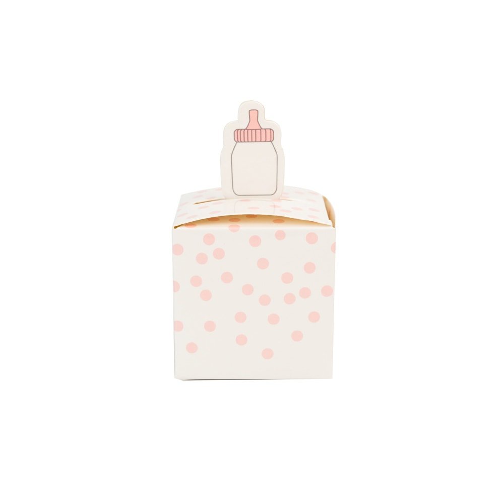 Cutie mică pătrată cu biberon - roz (set 50 buc) - CraftUp