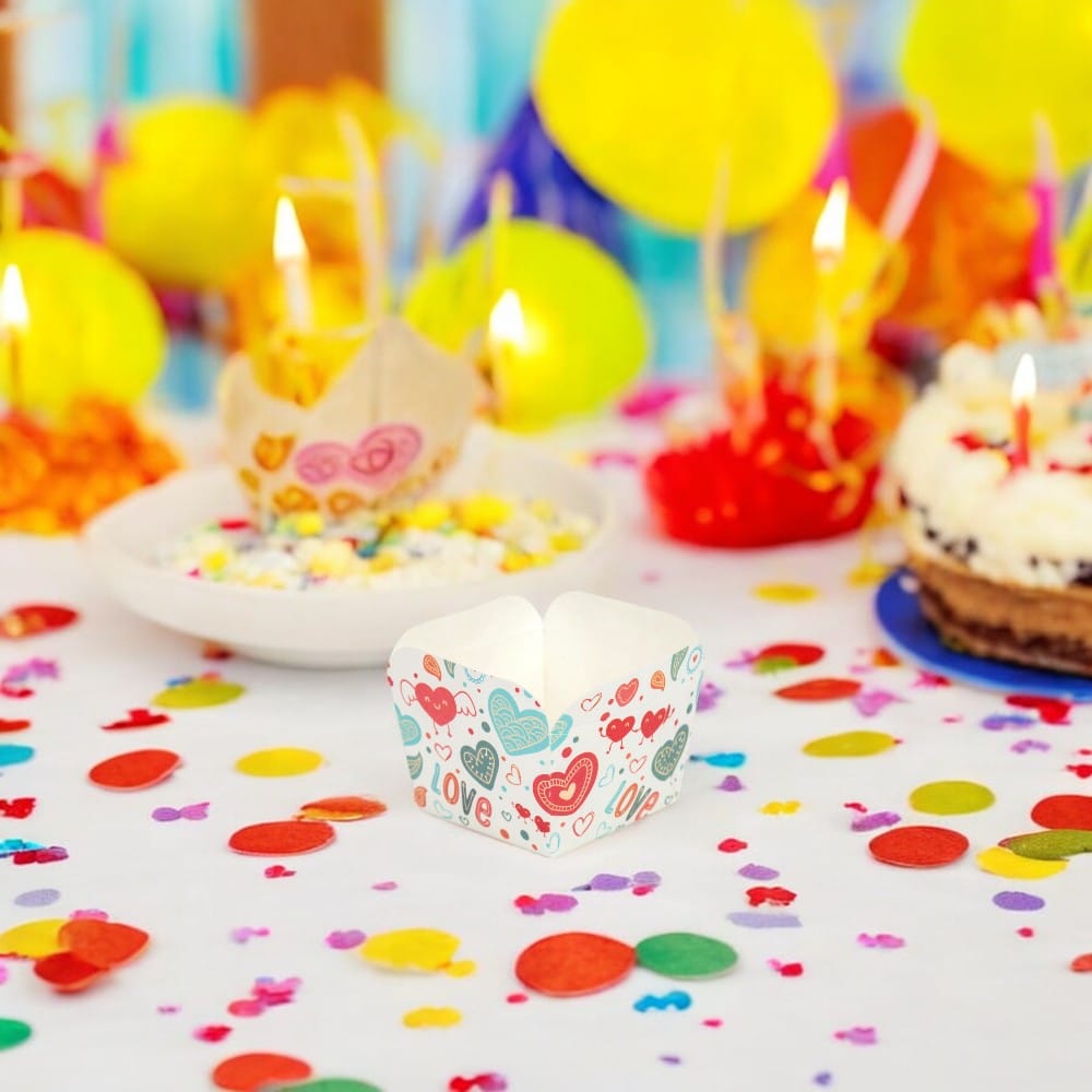 Cutie mică pătrată deschisă cu design - model 1 love (set 100 buc) - CraftUp