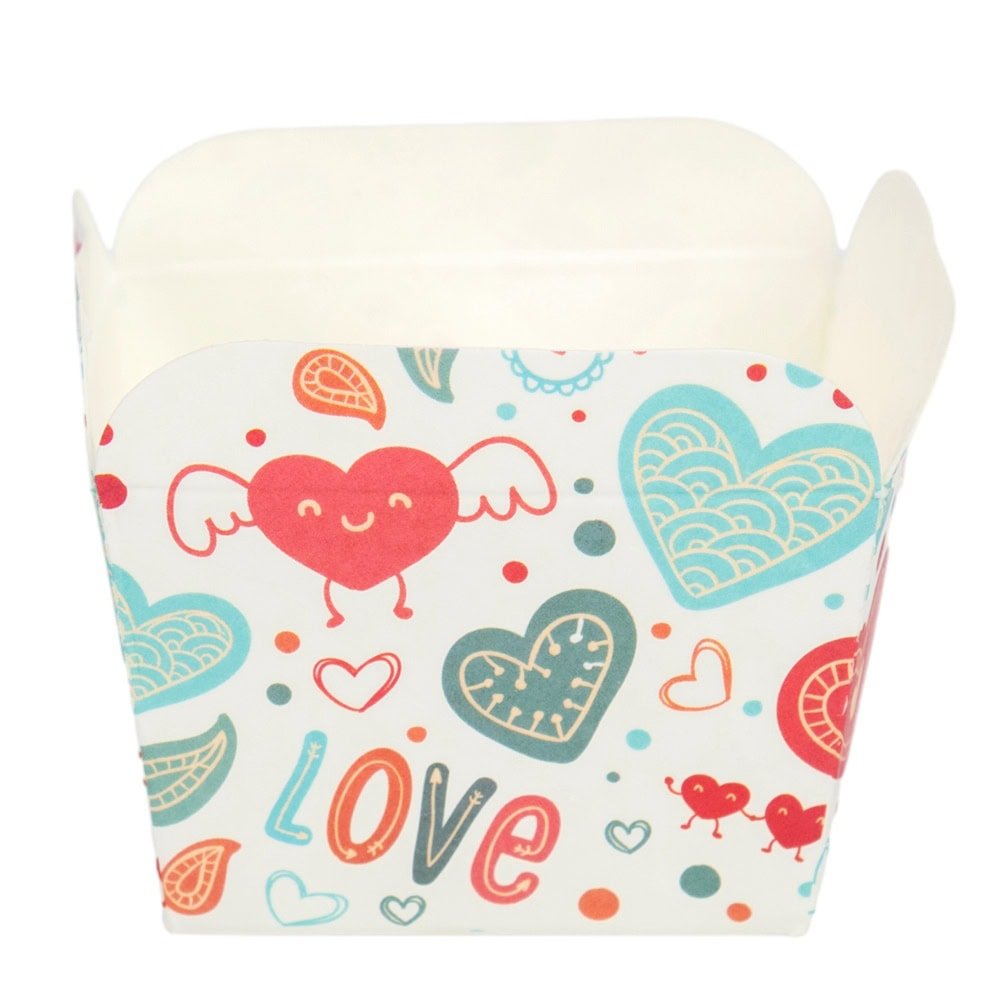 Cutie mică pătrată deschisă cu design - model 1 love (set 100 buc) - CraftUp