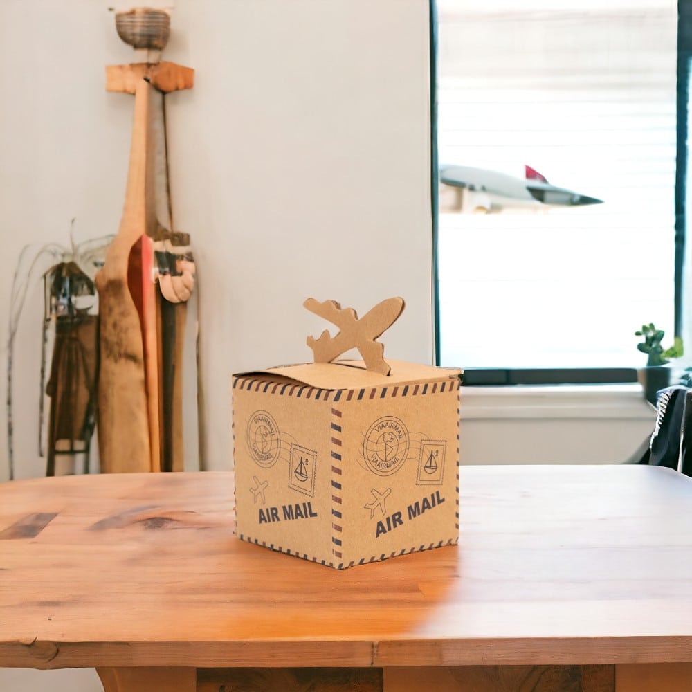 Cutie mică pătrată model avion - maro (set 50 buc) - CraftUp