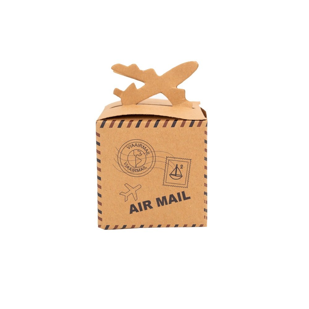 Cutie mică pătrată model avion - maro (set 50 buc) - CraftUp