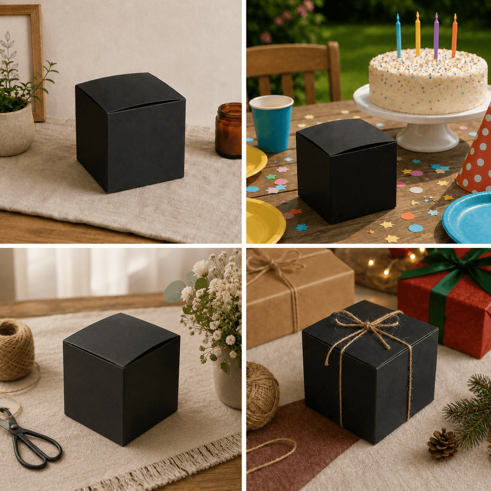 Cutie mică pătrată simplă - negru (set 10 buc) - CraftUp