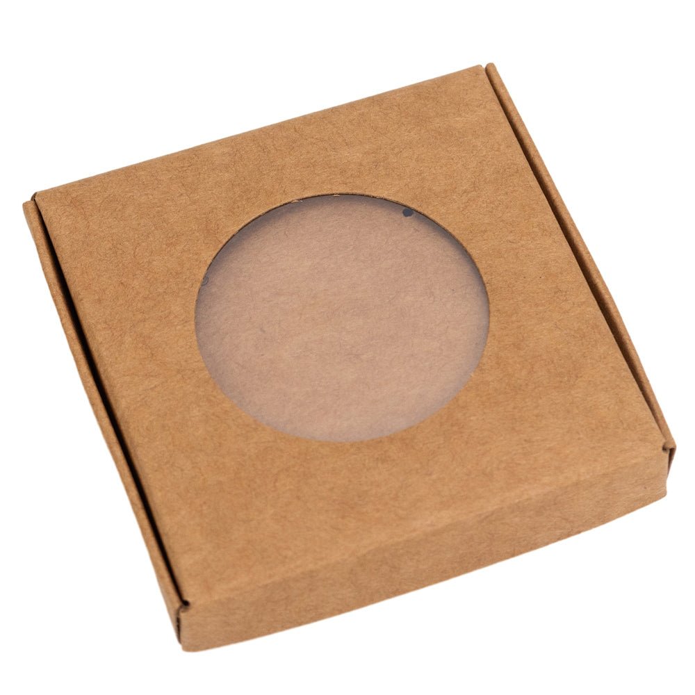 Cutie mică pentru bijuterii cu fereastră rotundă – kraft (set 50 buc) 6x6x1cm - CraftUp