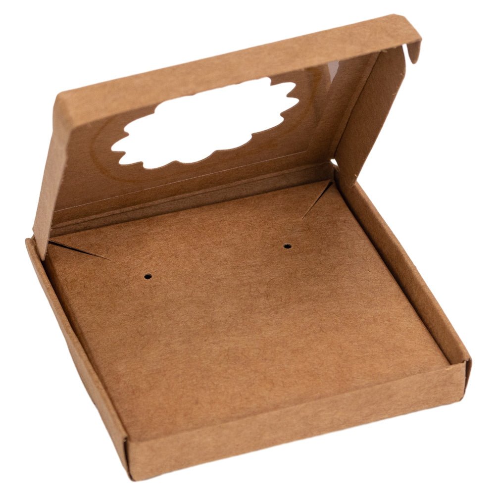 Cutie mică pentru bijuterii cu fereastră rotundă – kraft (set 50 buc) 6x6x1cm - CraftUp
