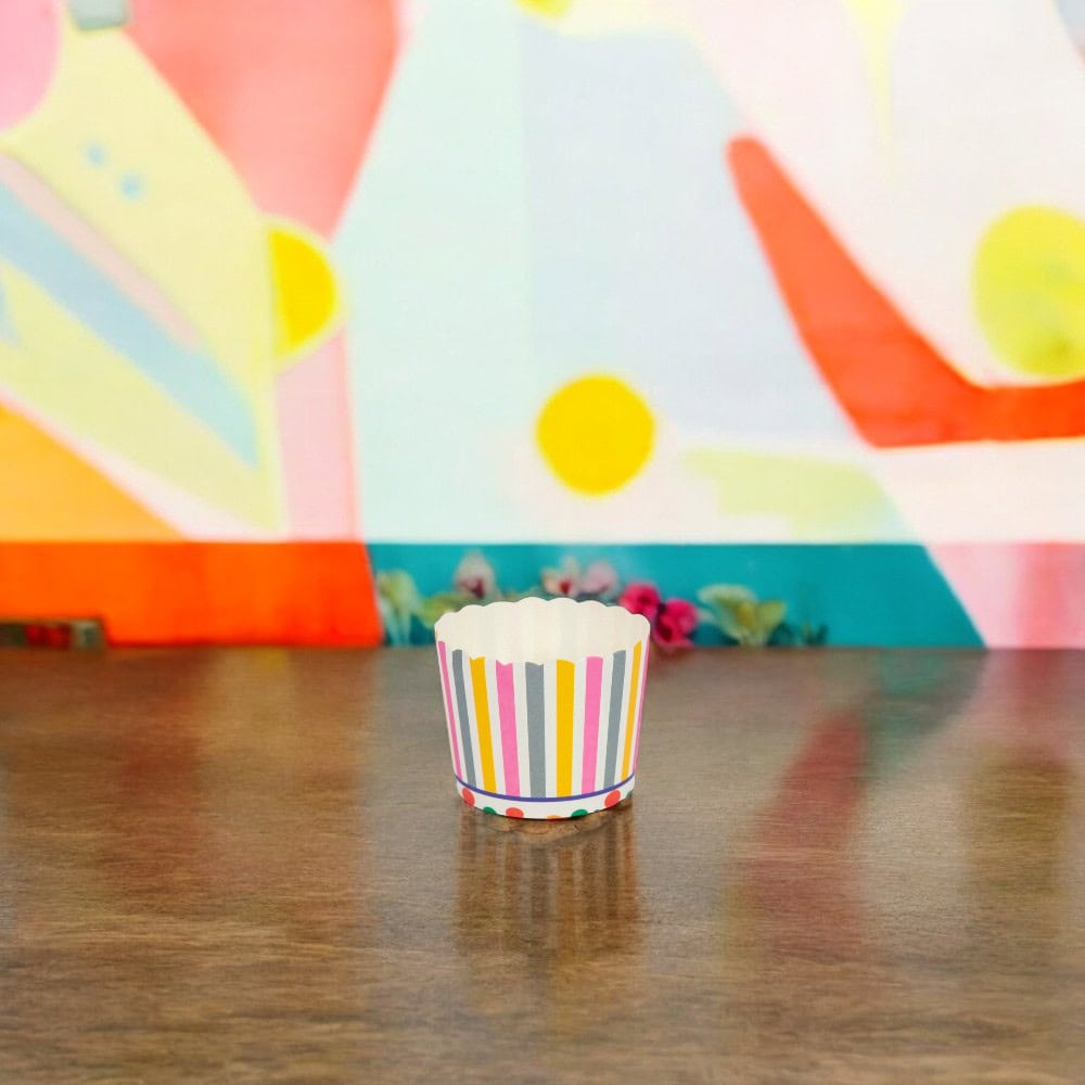 Cutie mică rotundă deschisă cu design - model 3 dungi (set 50 buc) - CraftUp