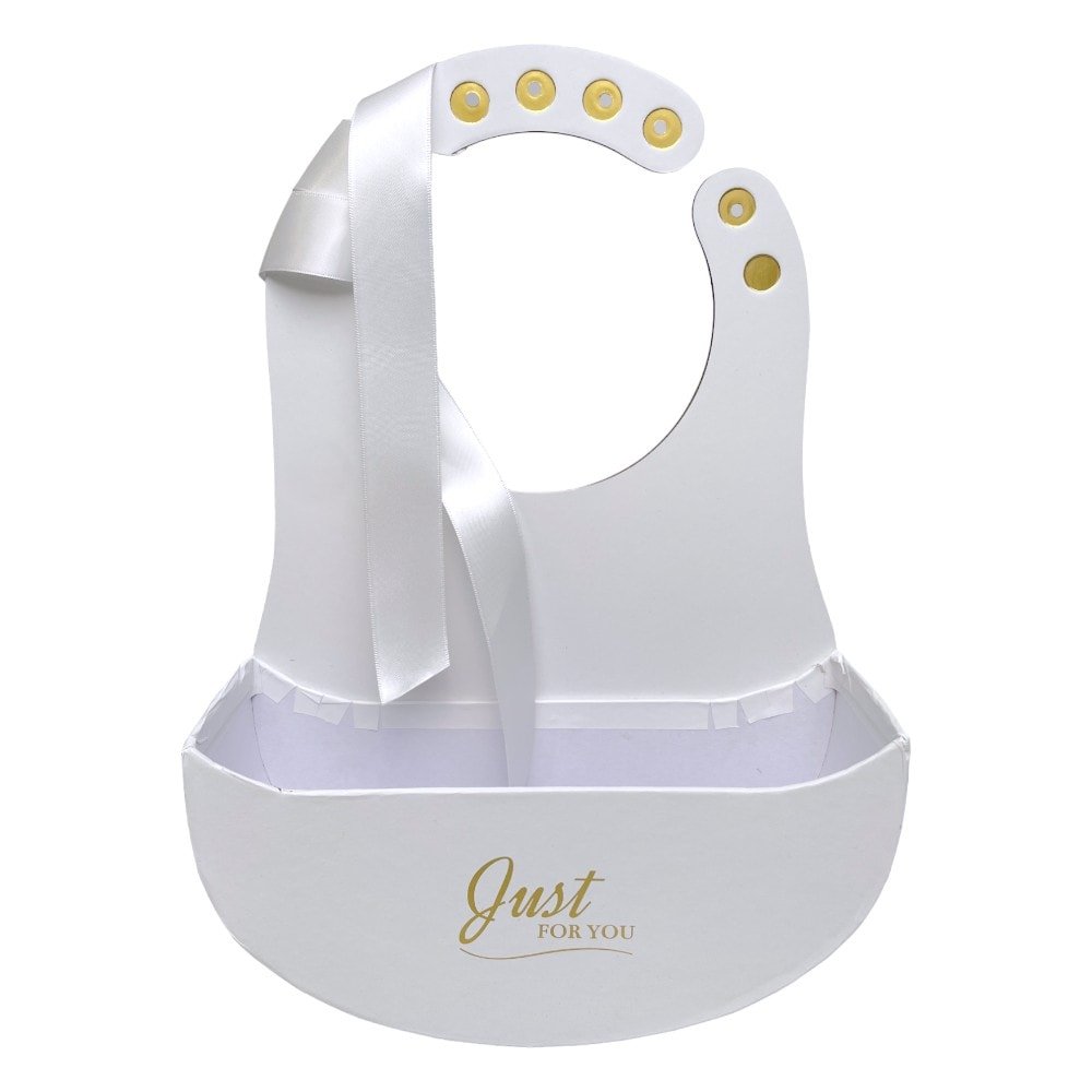 Cutie ovală deschisă cu mâner și panglică - alb - CraftUp