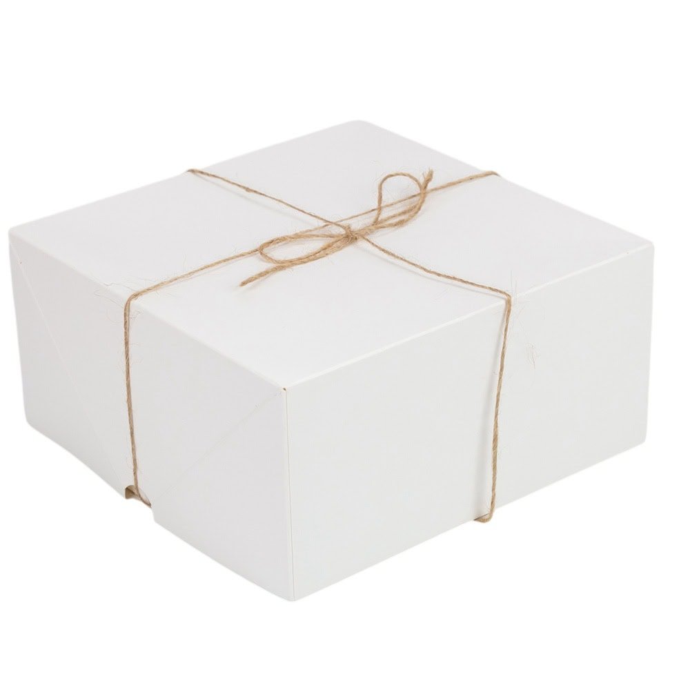 Cutie pătrată cu capac și sfoară - alb (set 10 buc) - CraftUp