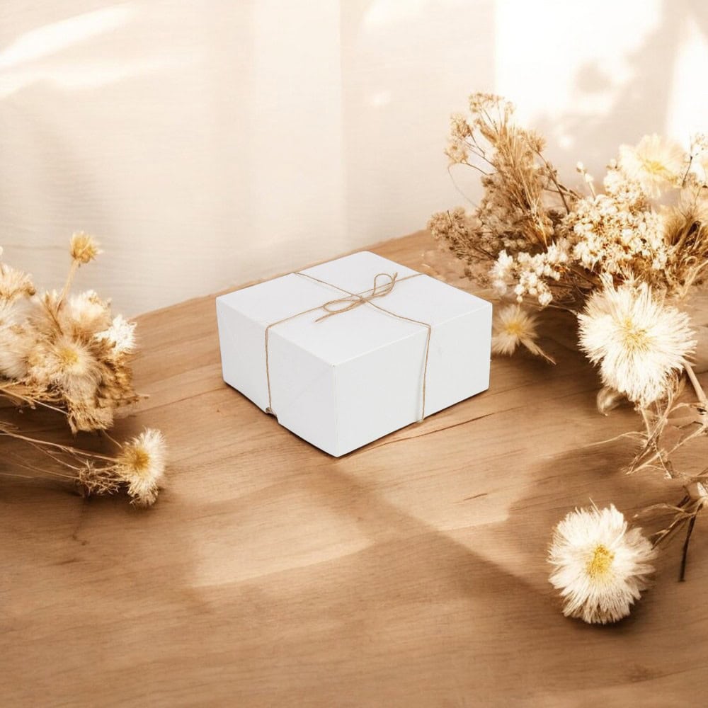 Cutie pătrată cu capac și sfoară - alb (set 10 buc) - CraftUp