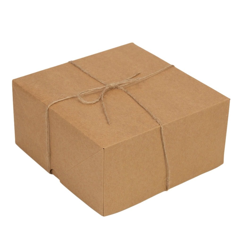 Cutie pătrată cu capac și sfoară - kraft (set 10 buc) - CraftUp