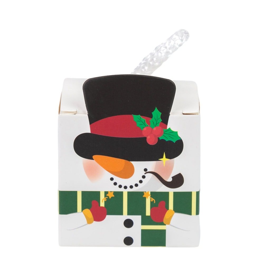 Cutie pătrată de Crăciun cu mâner de sfoară alb - alb (set 50 buc) - CraftUp