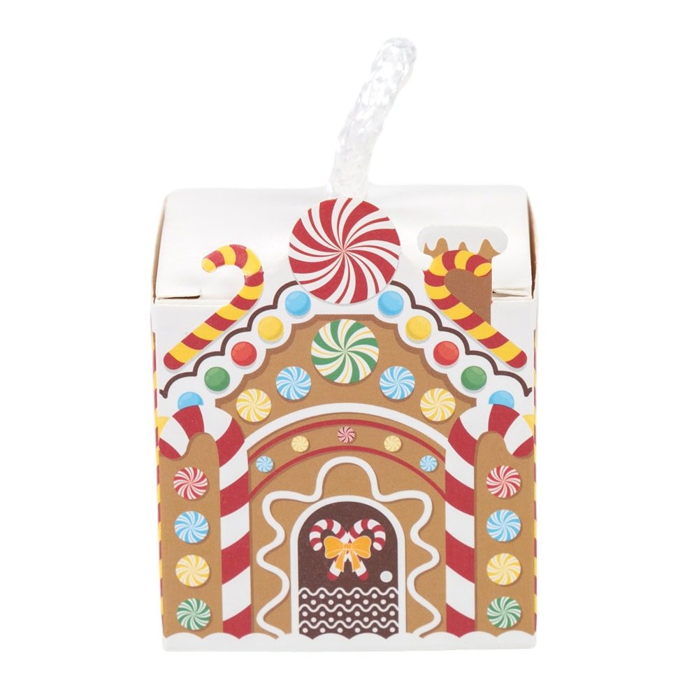 Cutie pătrată de Crăciun cu mâner de sfoară alb - maro (set 50 buc) - CraftUp