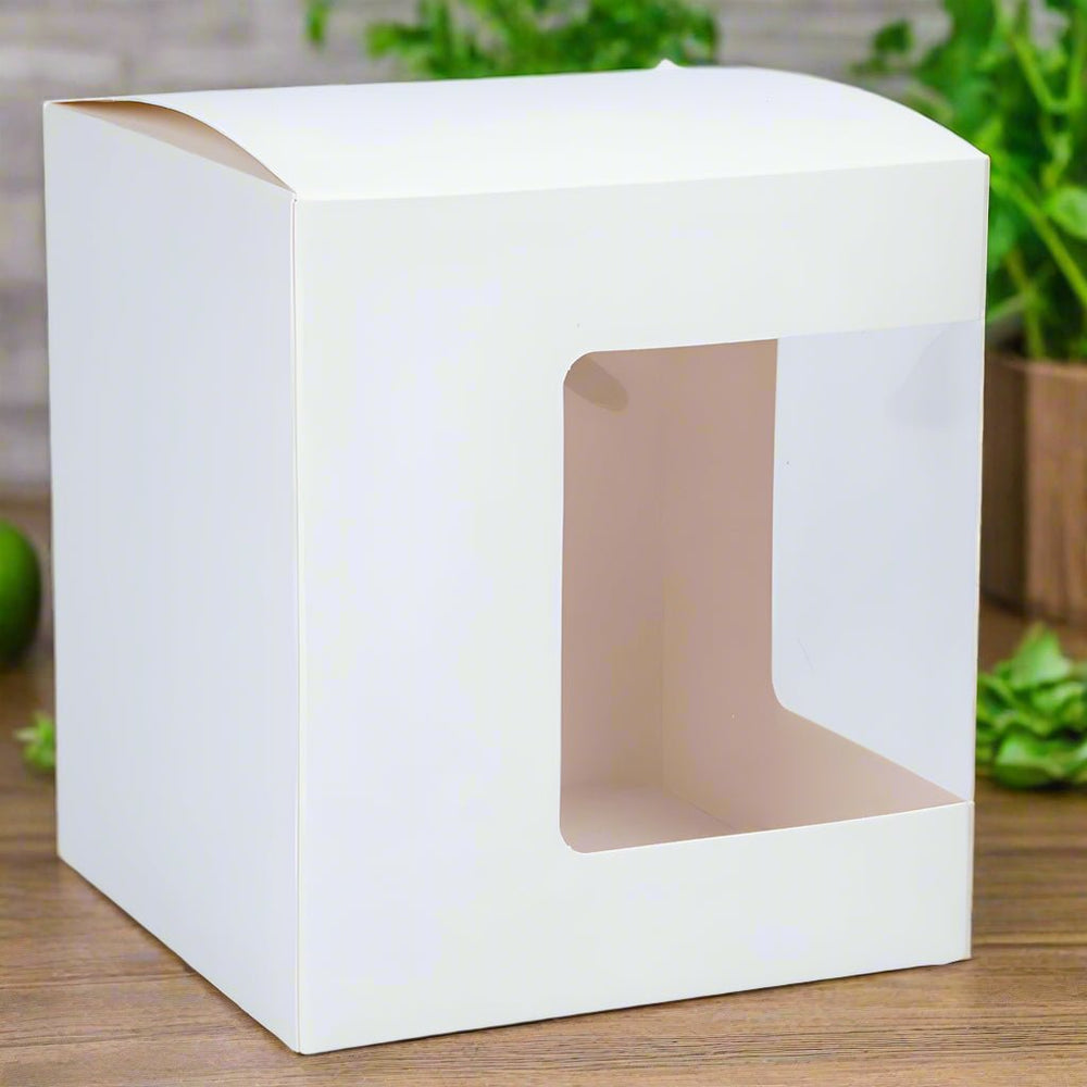 Cutie pătrată din hârtie cu fereastră pe o parte - alb (set 50 buc) 11x10.5x12.4cm - CraftUp