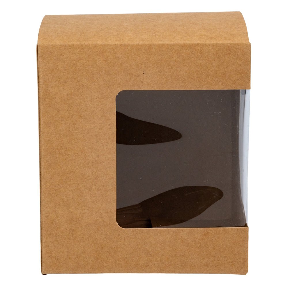 Cutie pătrată din hârtie cu fereastră pe o parte - kraft (set 50 buc) 11x10.5x12.4cm - CraftUp