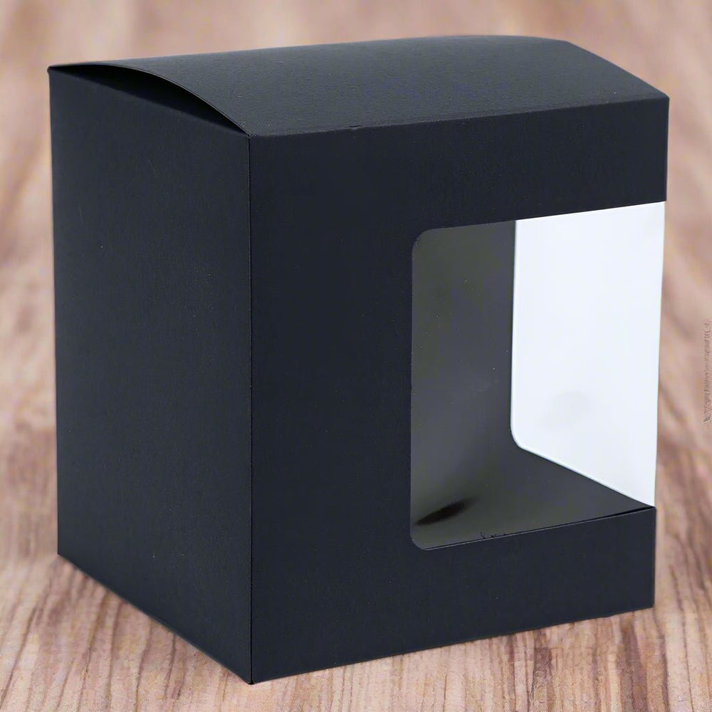 Cutie pătrată din hârtie cu fereastră pe o parte - negru (set 50 buc) 11x10.5x12.4cm - CraftUp