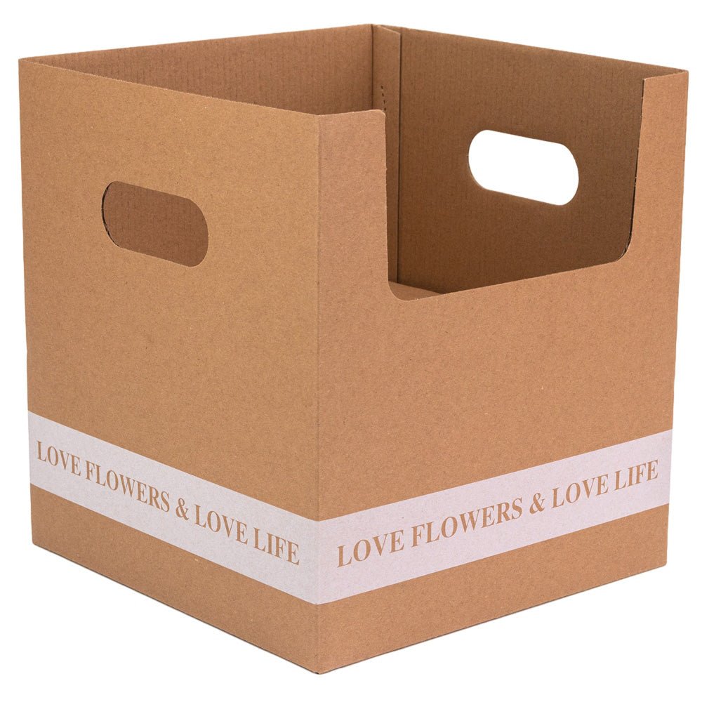 Cutie pătrată pentru ghiveci cu mâner - kraft 24x24x26cm - CraftUp