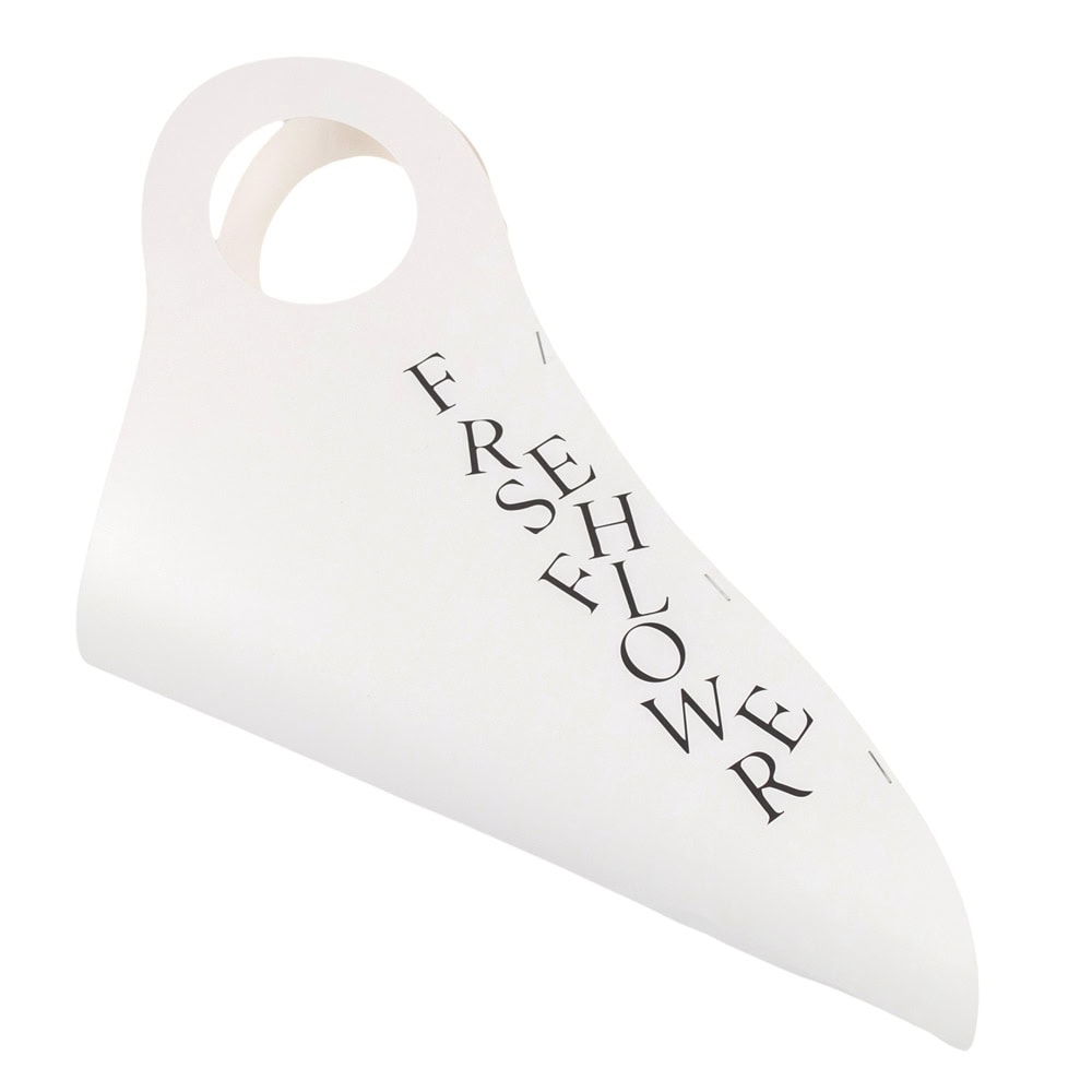 Cutie pentru flori cu mâner rotund și mesaj Fresh Flowers - alb (set 10 buc) - 34x28cm - CraftUp