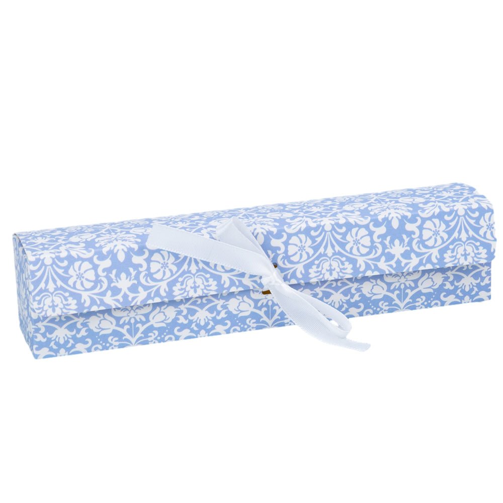 Cutie rigletă cu panglică albă - albastru (set 10 buc) - 19x4x3.8cm - CraftUp