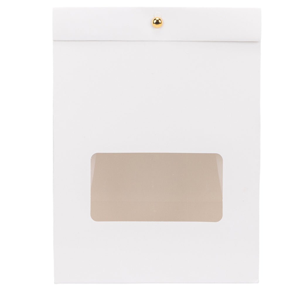 Cutie stand up cu fereastră și capsă - alb (set 25 buc) - 15x8x20cm - CraftUp