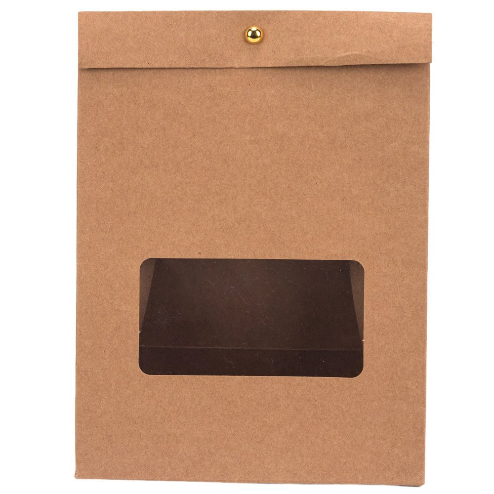 Cutie stand up cu fereastră și capsă - kraft (set 25 buc) - 15x8x20cm - CraftUp