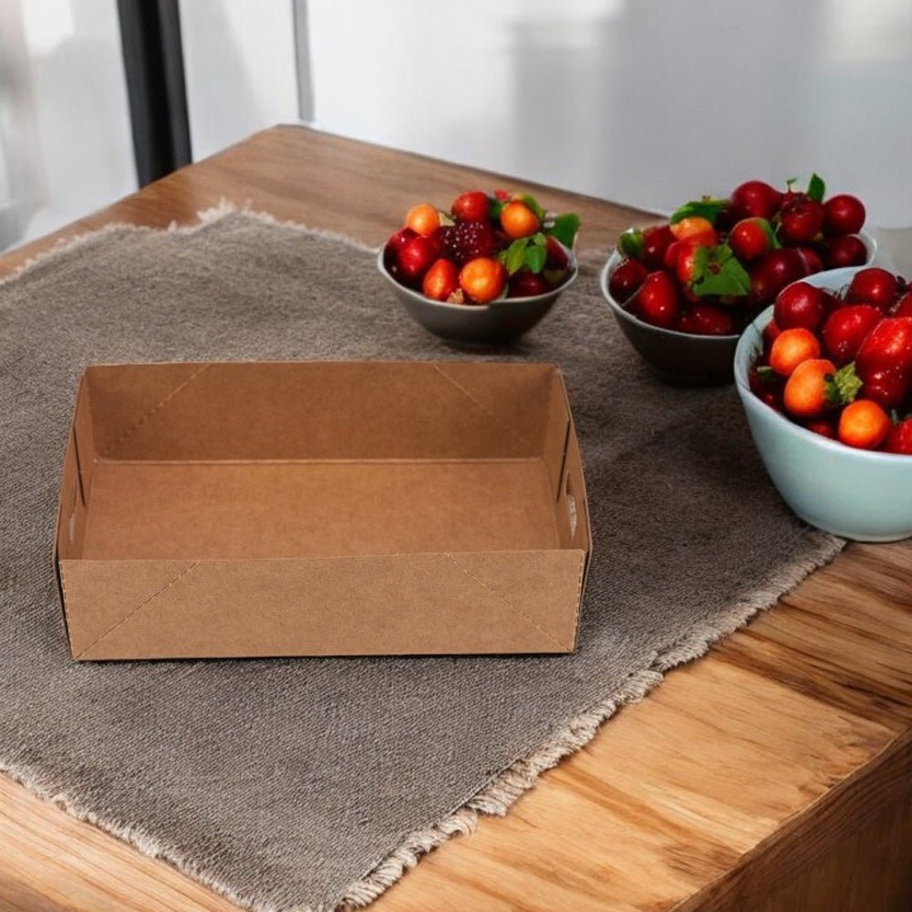 Cutie tavă cu mânere - kraft (set 50 buc) - 12.5x7.5x3.5cm - CraftUp