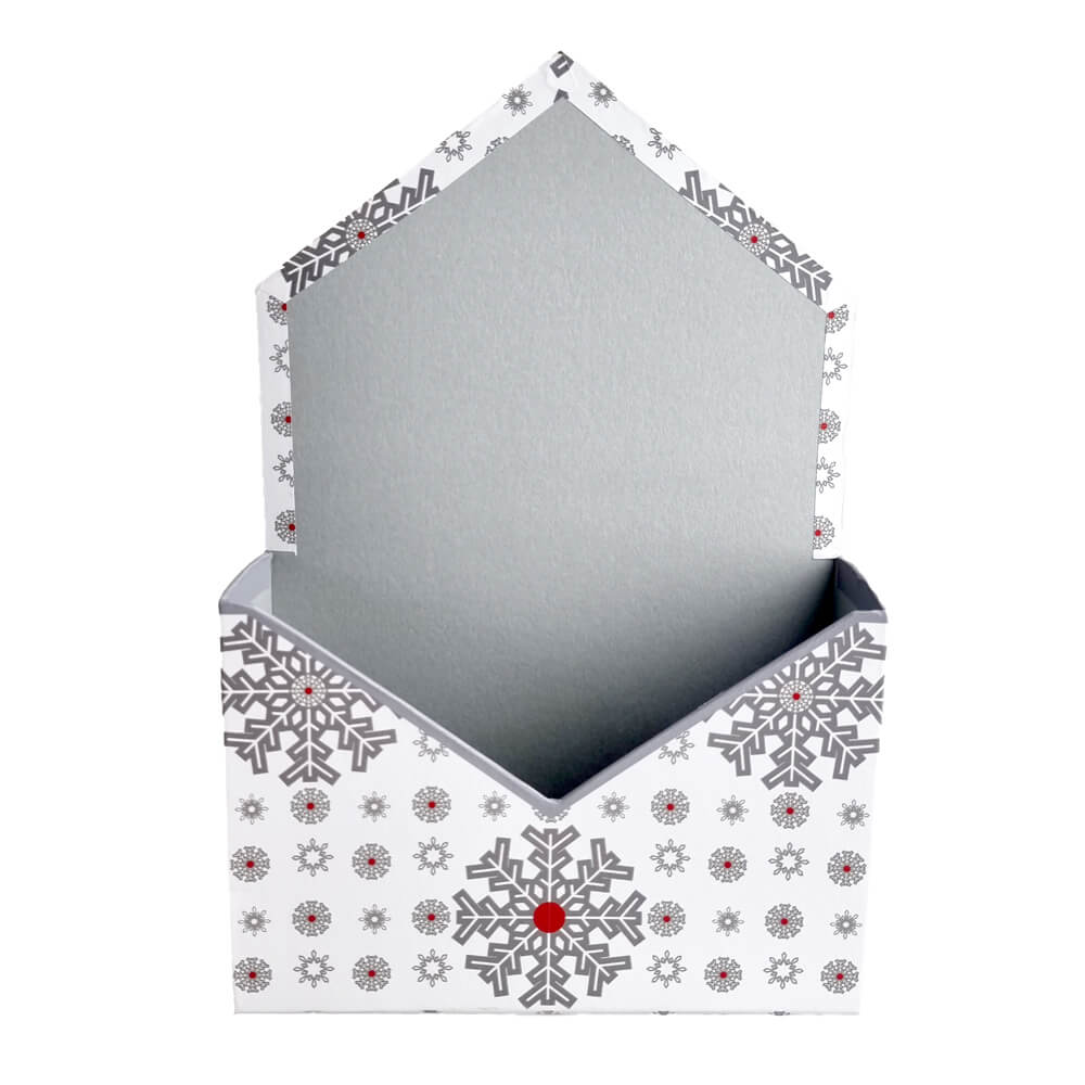 Cutie tip plic de Crăciun – model fulgi de gheață albi - CraftUp