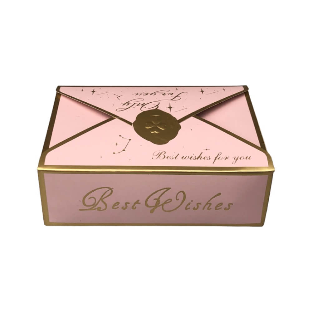 Cutie tip plic din hârtie cu sigiliu auriu 10.5x7x3.5cm - roz (set 50 buc) - CraftUp