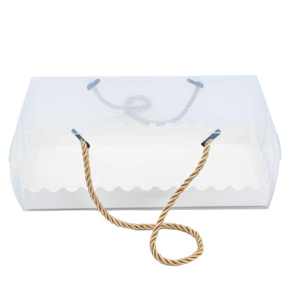 Cutie transparentă cu bază albă și mâner (set 25 buc) - CraftUp