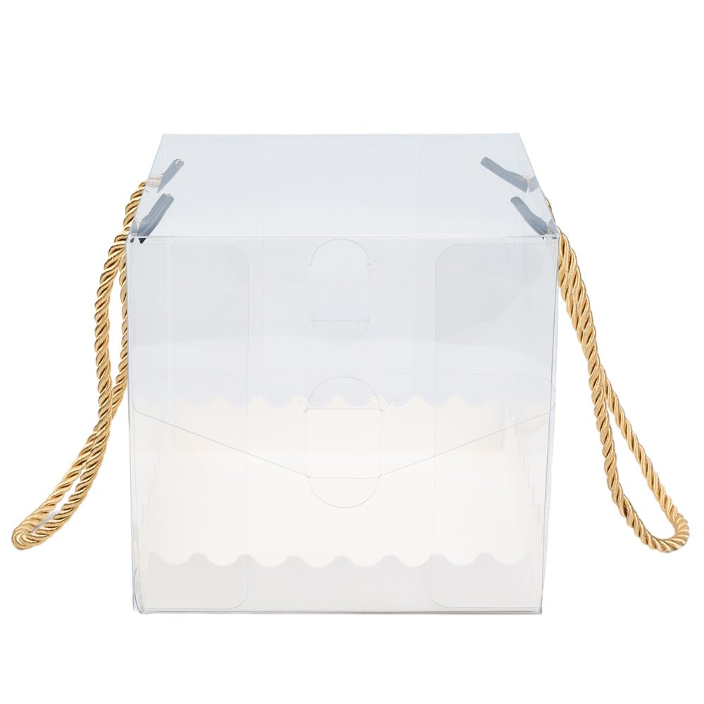 Cutie transparentă cu bază albă și mâner (set 25 buc) - CraftUp