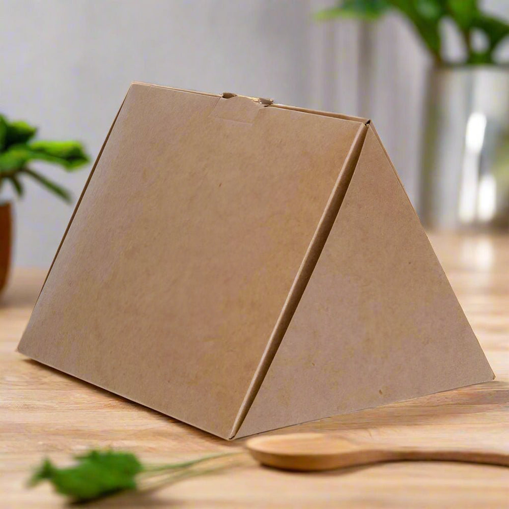 Cutie triunghiulară din hârtie cu 3 compartimente - kraft (set 10 buc) - 18x14x14cm - CraftUp