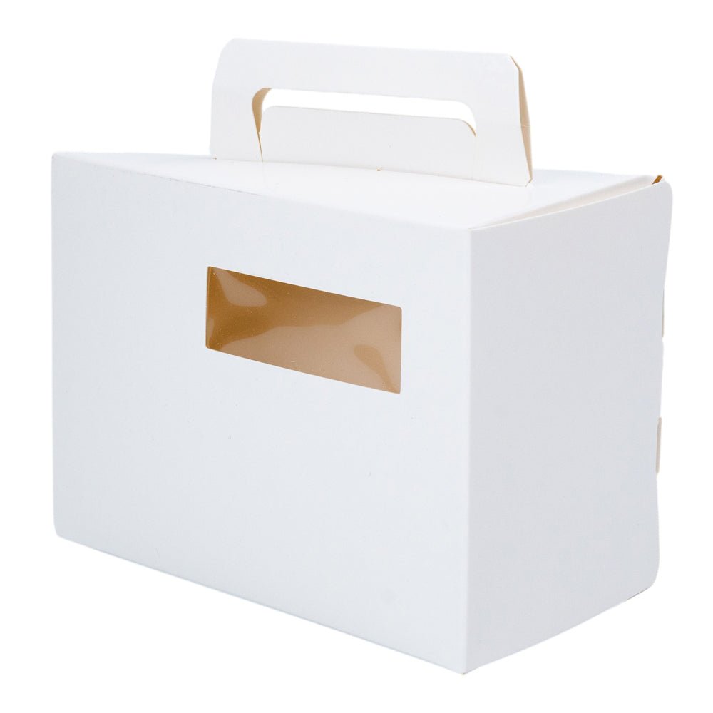 Cutie triunghiulară din hârtie cu mâner - alb (set 50 buc) - 10x15.5x9.5cm - CraftUp