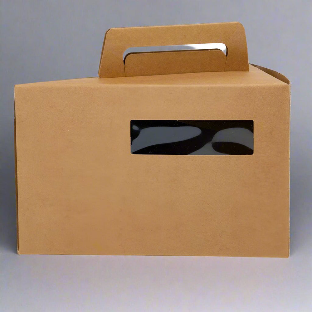 Cutie triunghiulară din hârtie cu mâner - kraft (set 50 buc) - 10x15.5x9.5 - CraftUp