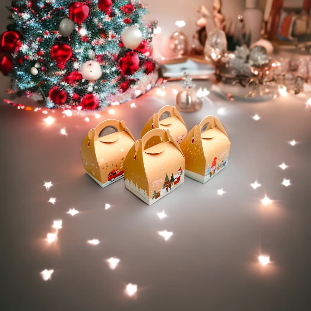Cutii Crăciun cu mâner mix 4 modele (set 24 buc) 8x6x11cm - CraftUp