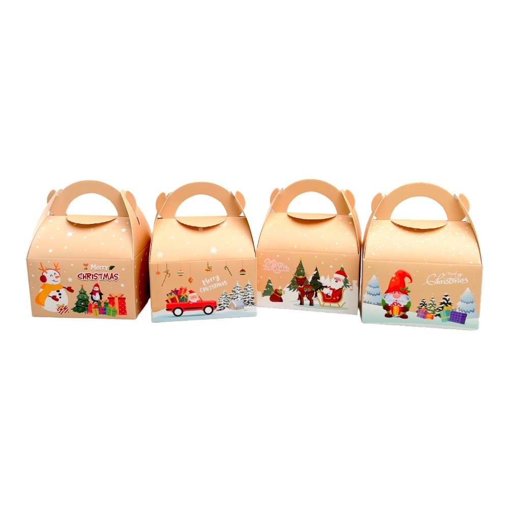 Cutii Crăciun cu mâner mix 4 modele (set 24 buc) 8x6x11cm - CraftUp