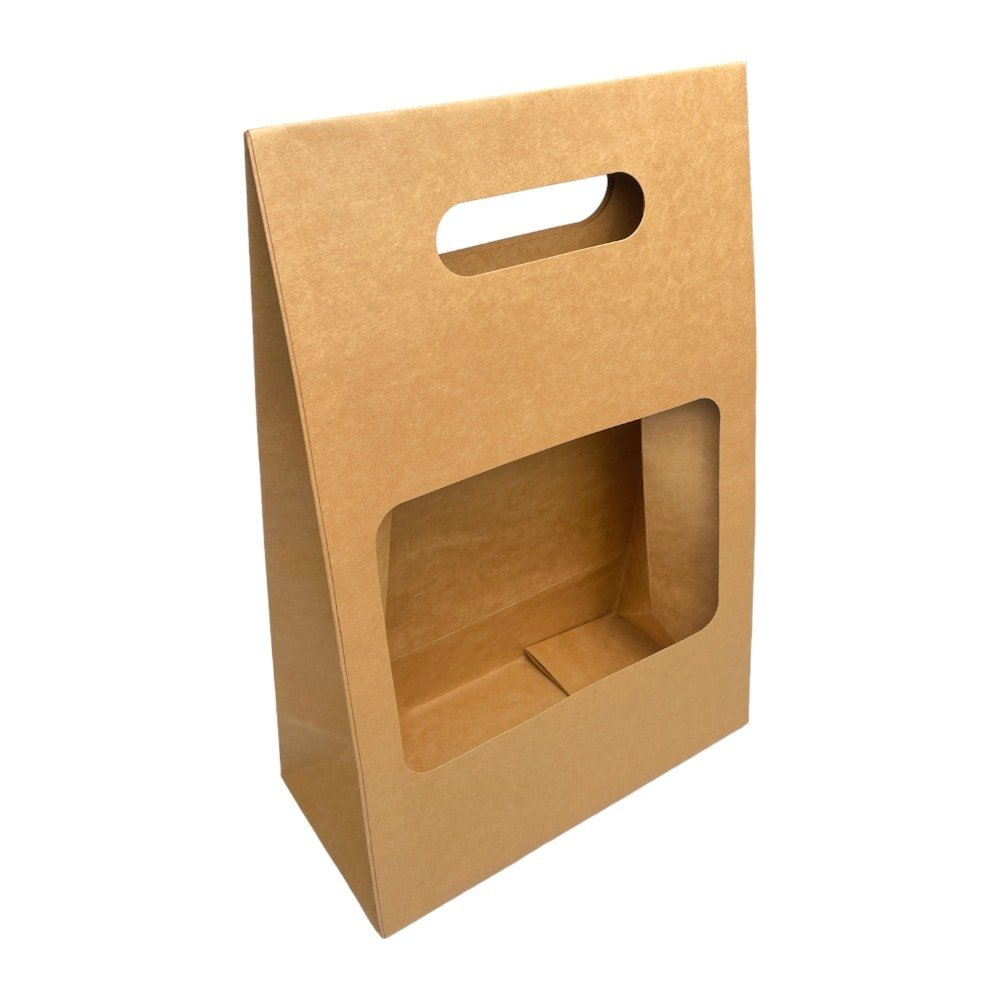 Cutii cu fereastră și mâner - maro (set 5 buc) - CraftUp