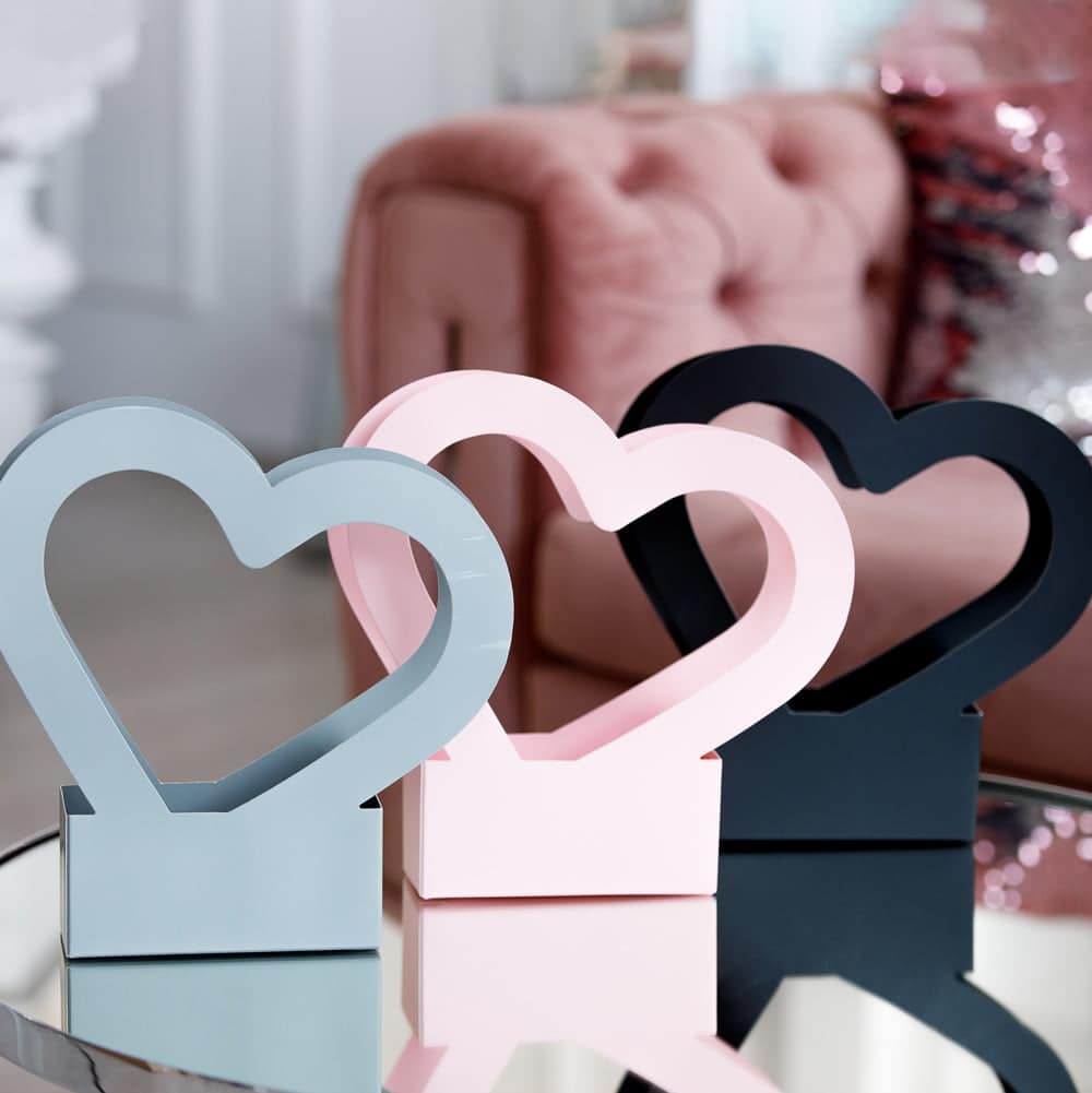 Cutii cu mâner inimă - negru (set 10 buc) - CraftUp