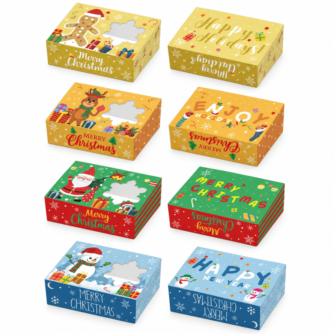 Cutii de Crăciun cu personaje și fereastră stea - mix 4 modele (set 12 buc) - CraftUp